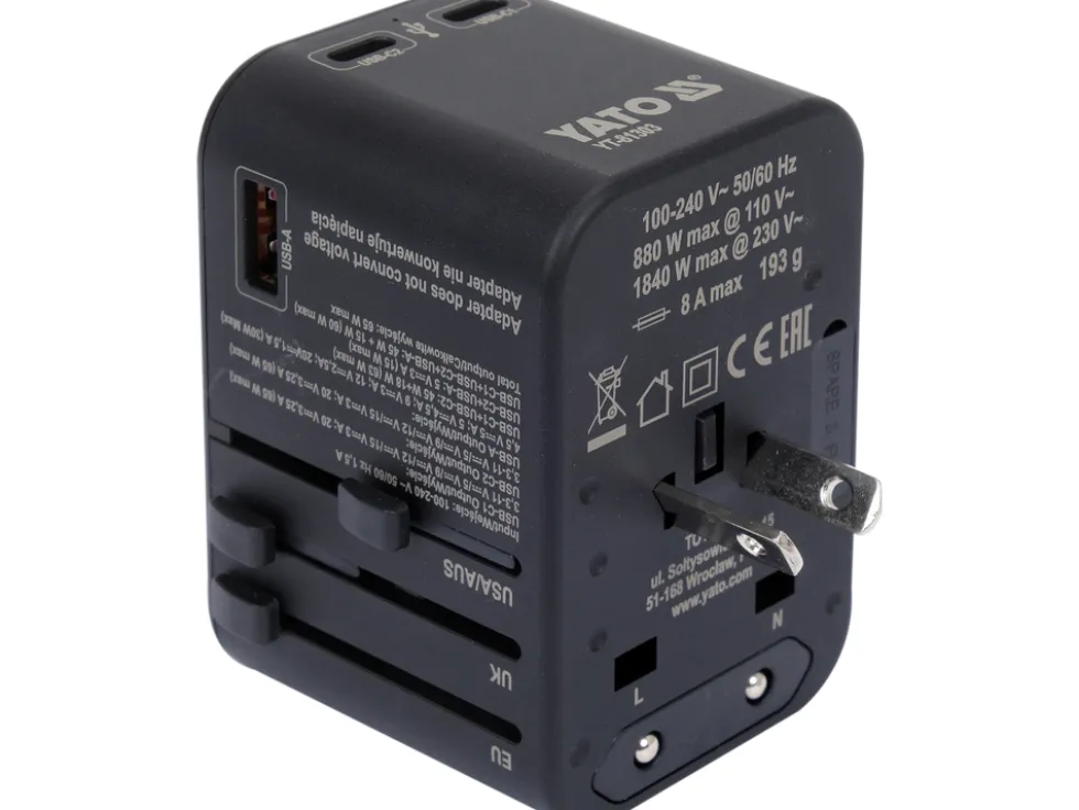 ADAPTER PODRÓŻNY DO PONAD 150 KRAJÓW USB-C PD 65W