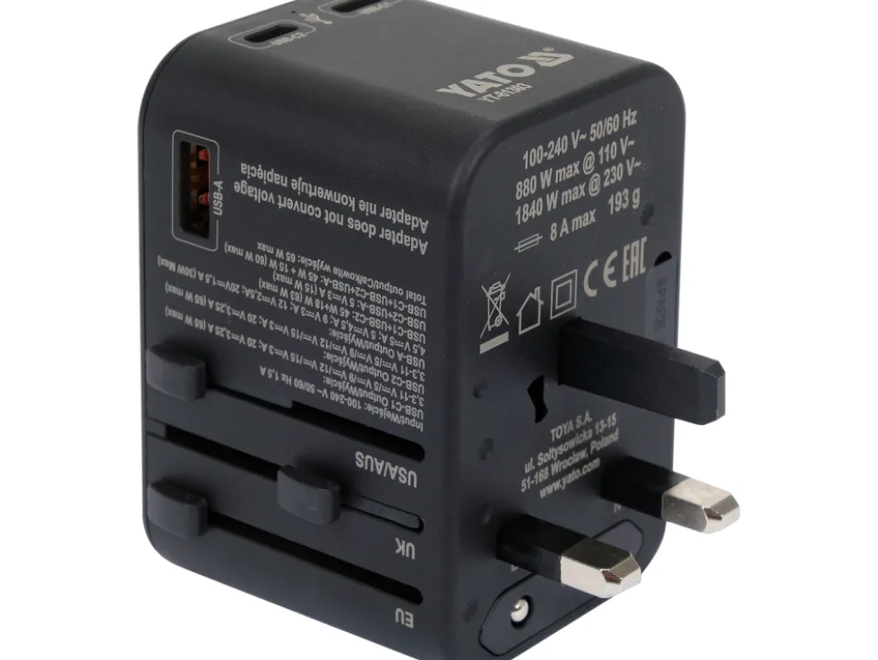 ADAPTER PODRÓŻNY DO PONAD 150 KRAJÓW USB-C PD 65W