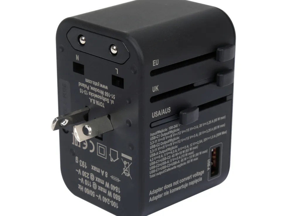 ADAPTER PODRÓŻNY DO PONAD 150 KRAJÓW USB-C PD 65W
