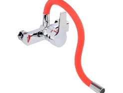 BATERIA ZLEWOZMYWAKOWA ŚCIENNA Z ELASTYCZNĄ WYLEWKĄ FLEXIBLE RED