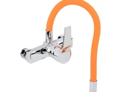 BATERIA ZLEWOZMYWAKOWA ŚCIENNA Z ELASTYCZNĄ WYLEWKĄ FLEXIBLE ORANGE