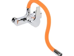 BATERIA ZLEWOZMYWAKOWA ŚCIENNA Z ELASTYCZNĄ WYLEWKĄ FLEXIBLE ORANGE