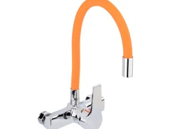 BATERIA ZLEWOZMYWAKOWA ŚCIENNA Z ELASTYCZNĄ WYLEWKĄ FLEXIBLE ORANGE
