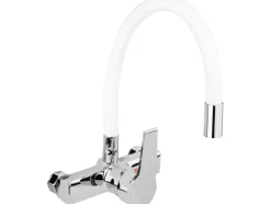 BATERIA ZLEWOZMYWAKOWA ŚCIENNA Z ELASTYCZNĄ WYLEWKĄ FLEXIBLE WHITE