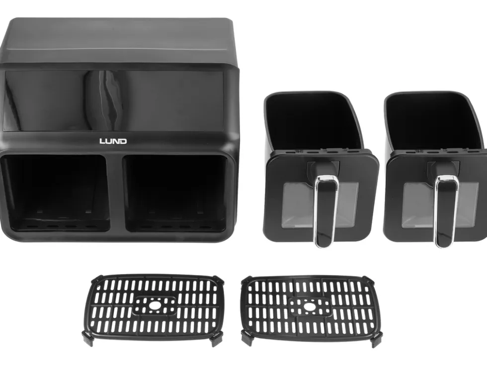 FRYTKOWNICA BEZTŁUSZCZOWA AIR FRYER 2200W 4L+4L CZARNA