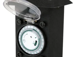 GNIAZDO OGRODOWE SŁUPEK STAL IP44 2X230V Z PROGRAMATOREM