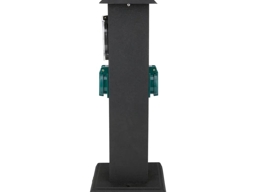 GNIAZDO OGRODOWE SŁUPEK STAL IP44 2X230V Z PROGRAMATOREM