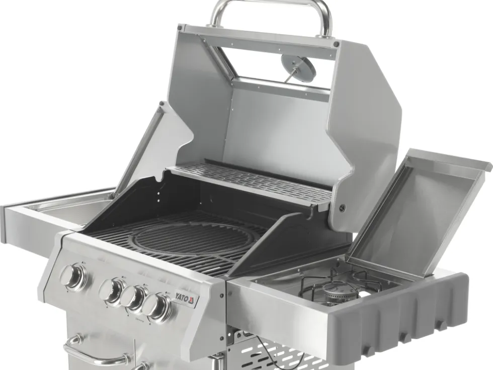 GRILL GAZOWY ITAMI 3+1 STAL NIERDZEWNA 11,5KW, Z SZYBĄ