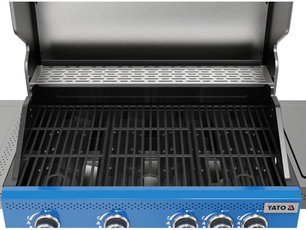 GRILL GAZOWY OKAYA 4+1, 14,2KW, Z SZYBĄ, NIEBIESKI