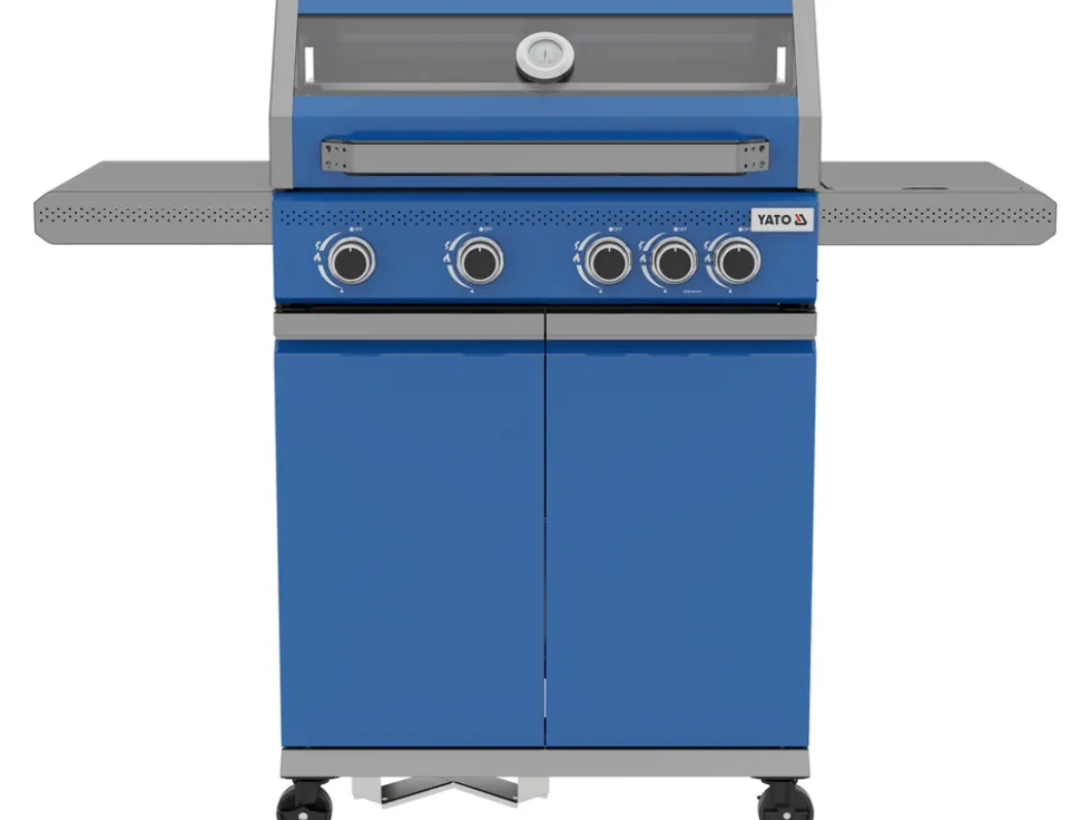 GRILL GAZOWY OKAYA 4+1, 14,2KW, Z SZYBĄ, NIEBIESKI