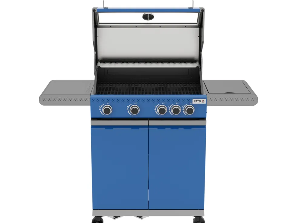 GRILL GAZOWY OKAYA 4+1, 14,2KW, Z SZYBĄ, NIEBIESKI