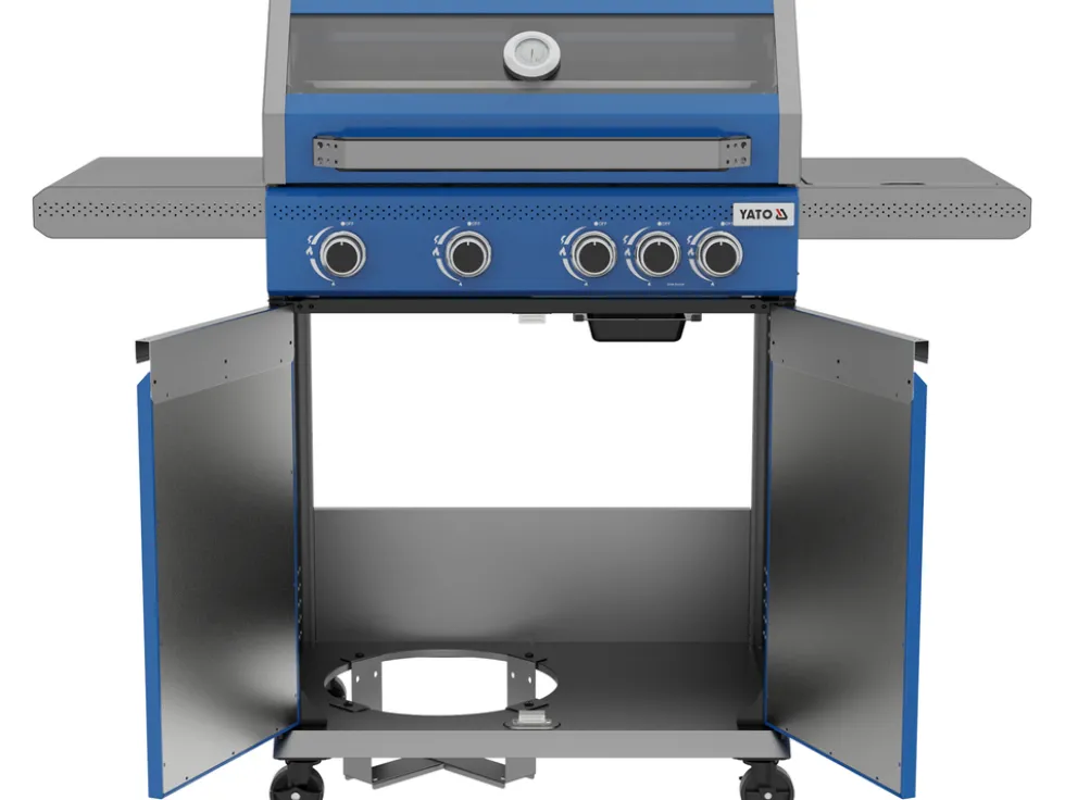 GRILL GAZOWY OKAYA 4+1, 14,2KW, Z SZYBĄ, NIEBIESKI
