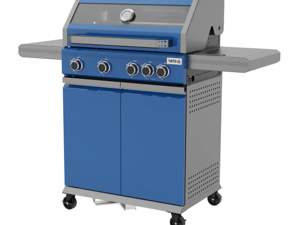 GRILL GAZOWY OKAYA 4+1, 14,2KW, Z SZYBĄ, NIEBIESKI