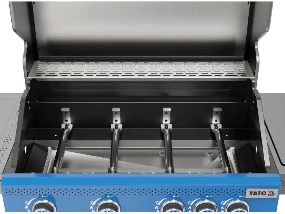 GRILL GAZOWY OKAYA 4+1, 14,2KW, Z SZYBĄ, NIEBIESKI