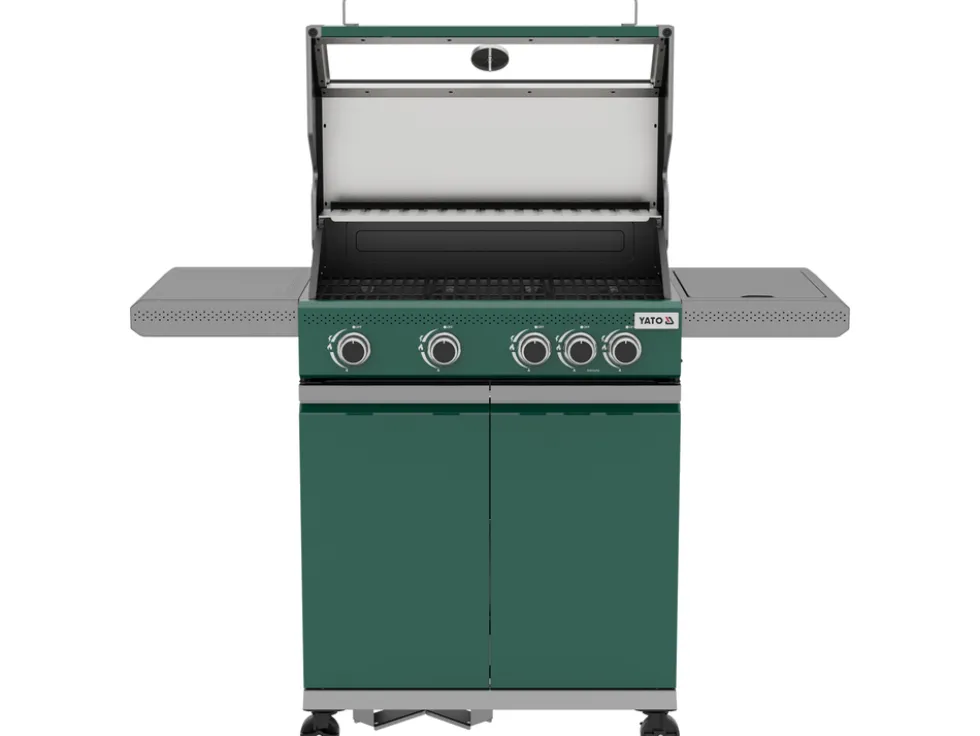 GRILL GAZOWY OKAYA 4+1, 14,2KW, Z SZYBĄ, ZIELONY