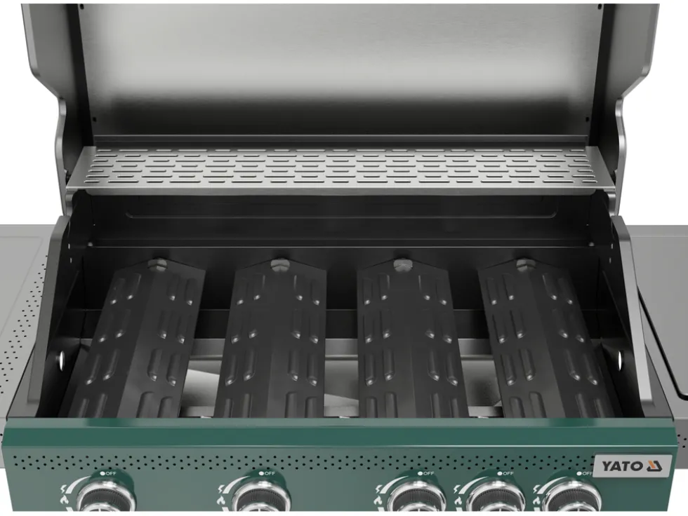 GRILL GAZOWY OKAYA 4+1, 14,2KW, Z SZYBĄ, ZIELONY