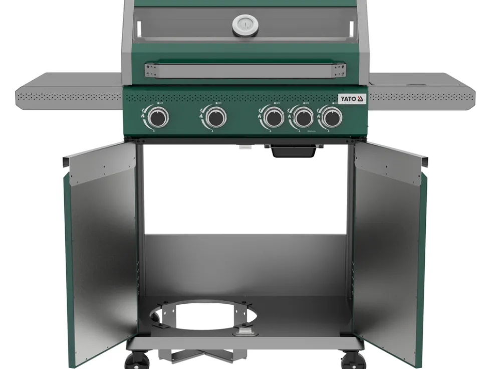 GRILL GAZOWY OKAYA 4+1, 14,2KW, Z SZYBĄ, ZIELONY