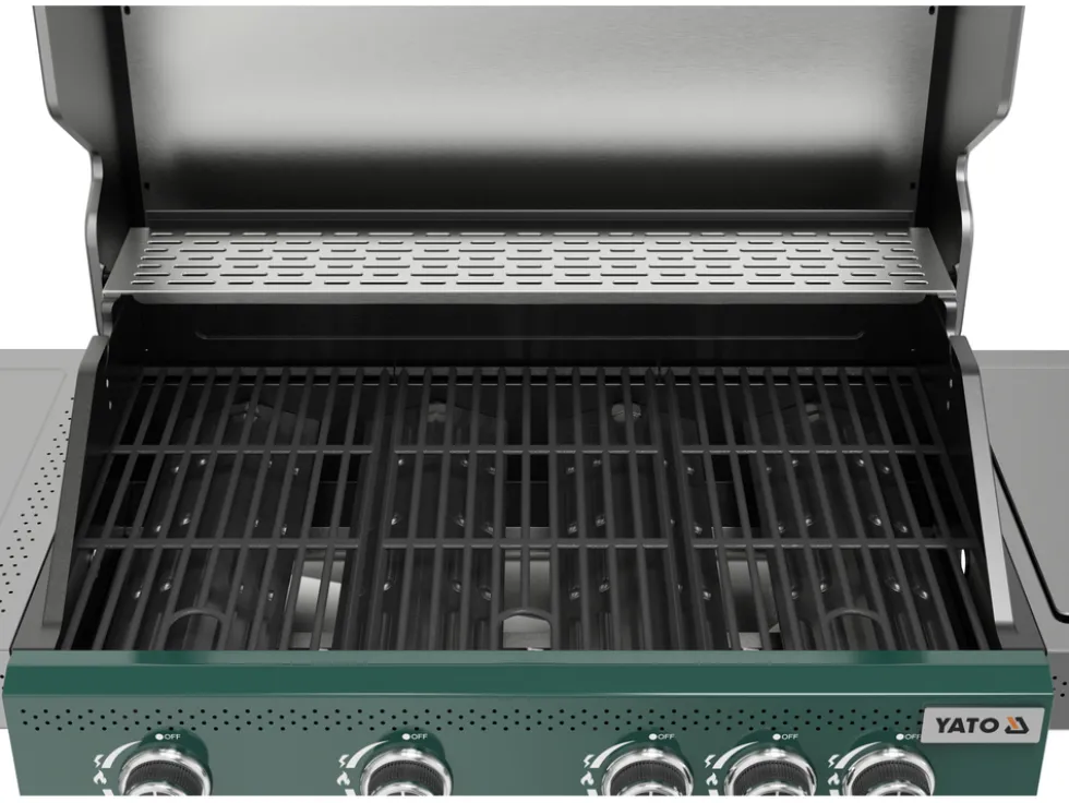 GRILL GAZOWY OKAYA 4+1, 14,2KW, Z SZYBĄ, ZIELONY