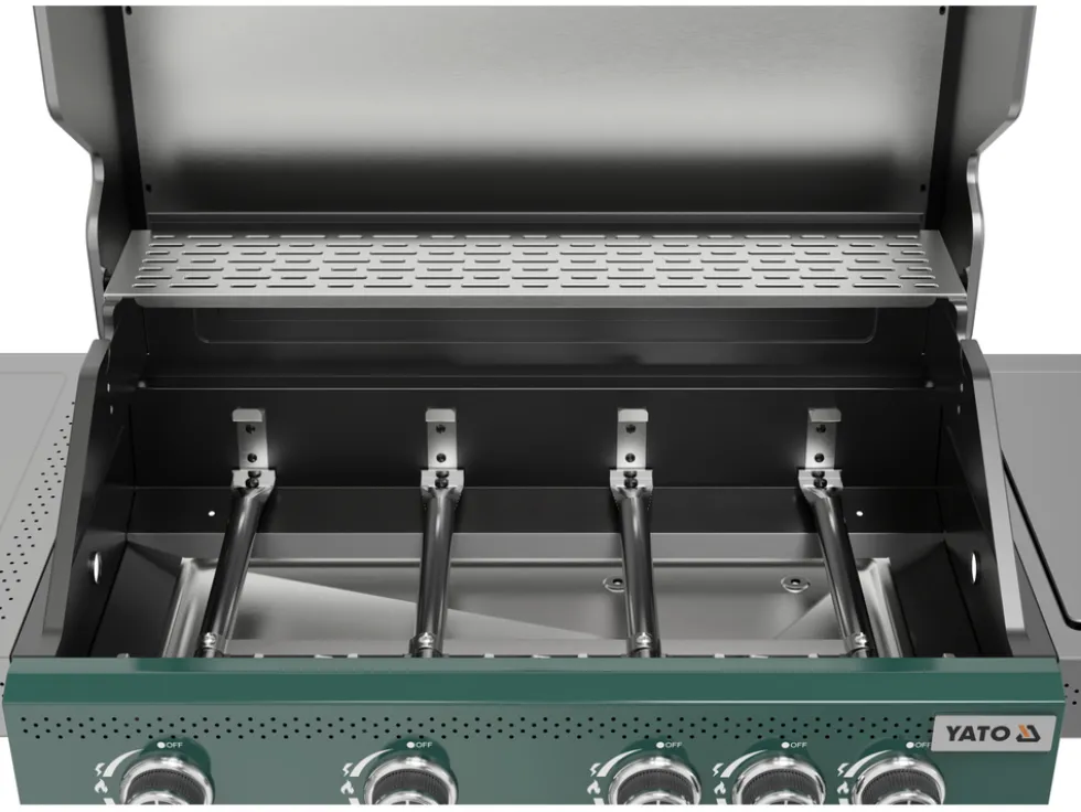 GRILL GAZOWY OKAYA 4+1, 14,2KW, Z SZYBĄ, ZIELONY