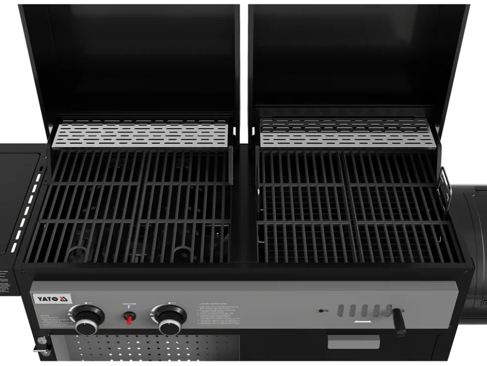 GRILL 4W1, GAZOWY + WĘGLOWY + WĘDZARNIA + PALNIK BOCZNY, 8,5KW