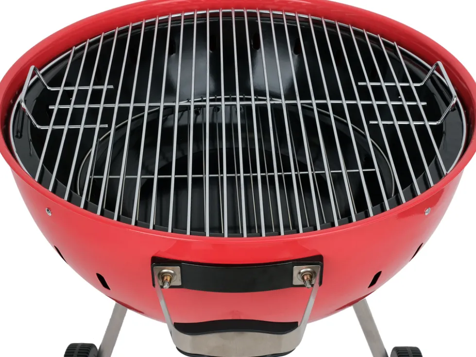 GRILL WĘGLOWY OKRĄGŁY 54CM CZERWONY