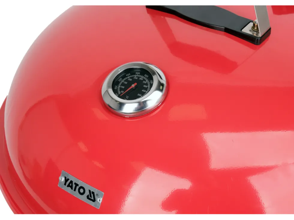GRILL WĘGLOWY OKRĄGŁY 54CM CZERWONY