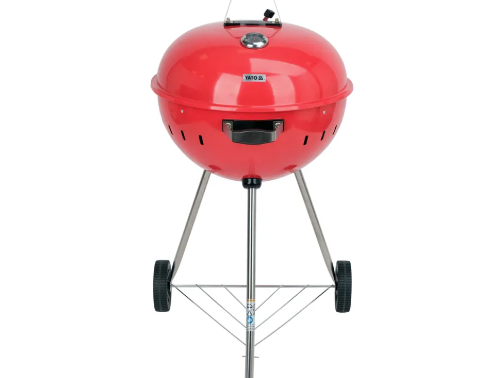 GRILL WĘGLOWY OKRĄGŁY 54CM CZERWONY