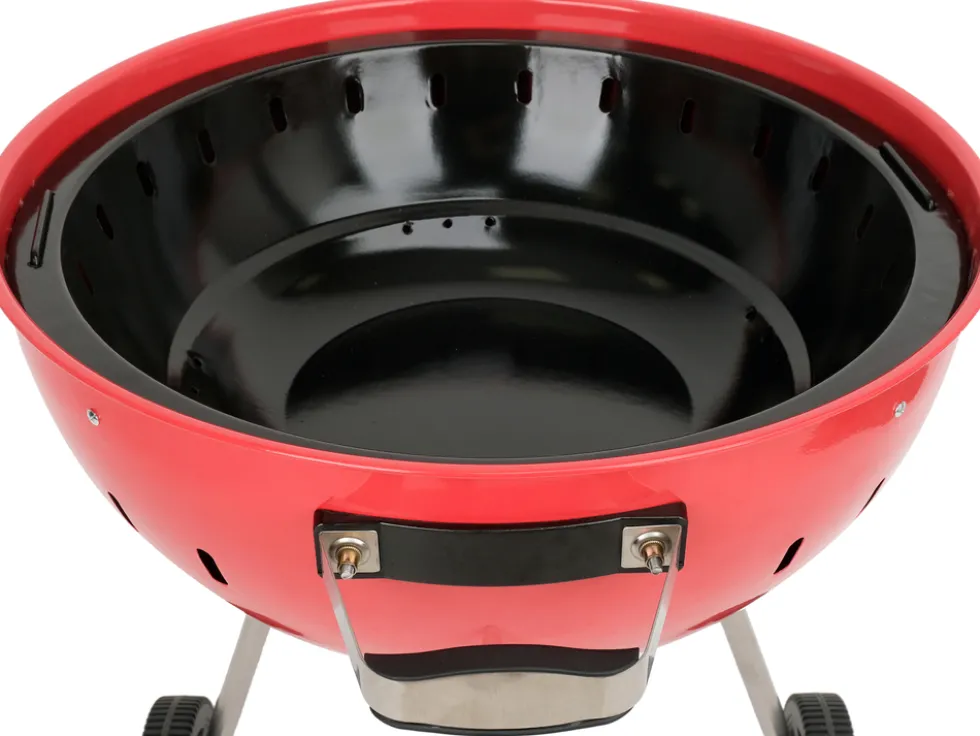 GRILL WĘGLOWY OKRĄGŁY 54CM CZERWONY