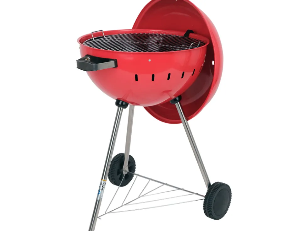GRILL WĘGLOWY OKRĄGŁY 54CM CZERWONY
