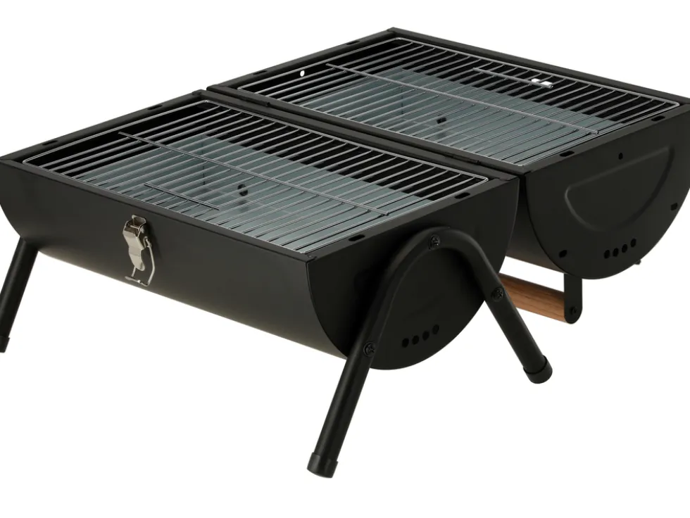 GRILL WĘGLOWY PRZENOŚNY 2 X RUSZT 34X21CM