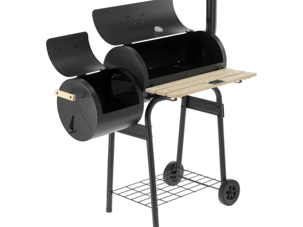 GRILL WĘGLOWY Z WĘDZARNIĄ, RUSZT 60X30CM