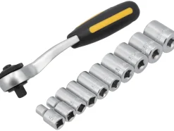 GRZECHOTKA 1/4'' Z NASADKAMI 5-14 MM, CRV, ZESTAW 11 SZT.