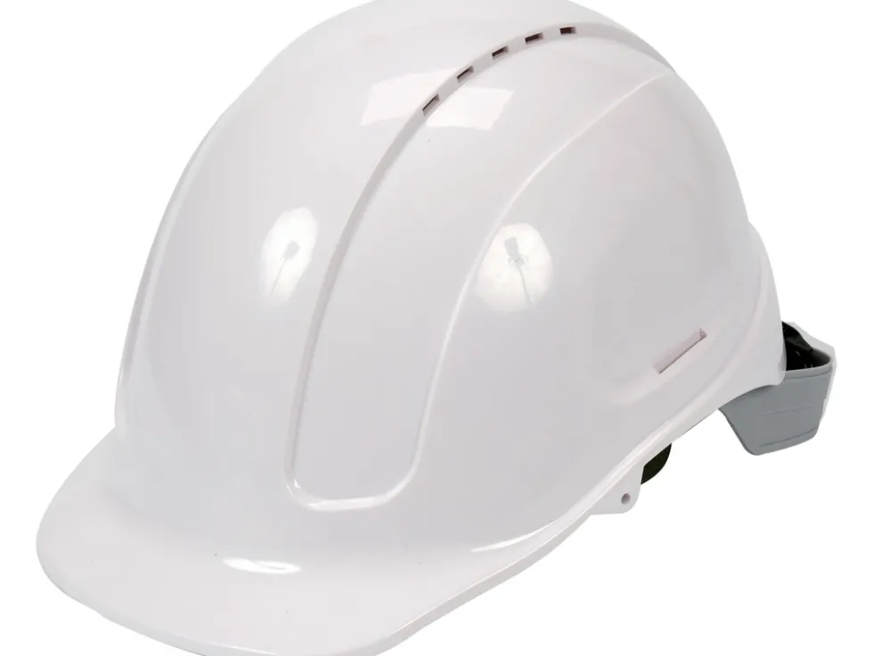 KASK OCHRONNY BIAŁY WYSOKI KOMFORT SZYBKA REGULACJA ABS