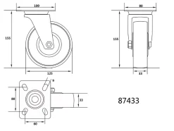KÓŁKO SKRĘTNE POLIAMIDOWE 125MM