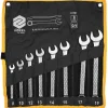 KLUCZE PŁASKO-OCZKOWE 8-19 MM, ZEST. 8 SZT. SATYNA, ETUI