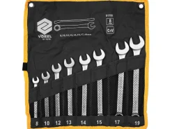 KLUCZE PŁASKO-OCZKOWE 8-19 MM, ZEST. 8 SZT. SATYNA, ETUI