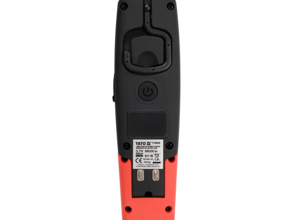 LAMPA WARSZTATOWA 6W COB, 600LM + 250LM, LI-ION 3.7V 2600MAH, IK07, IP54, CRI80