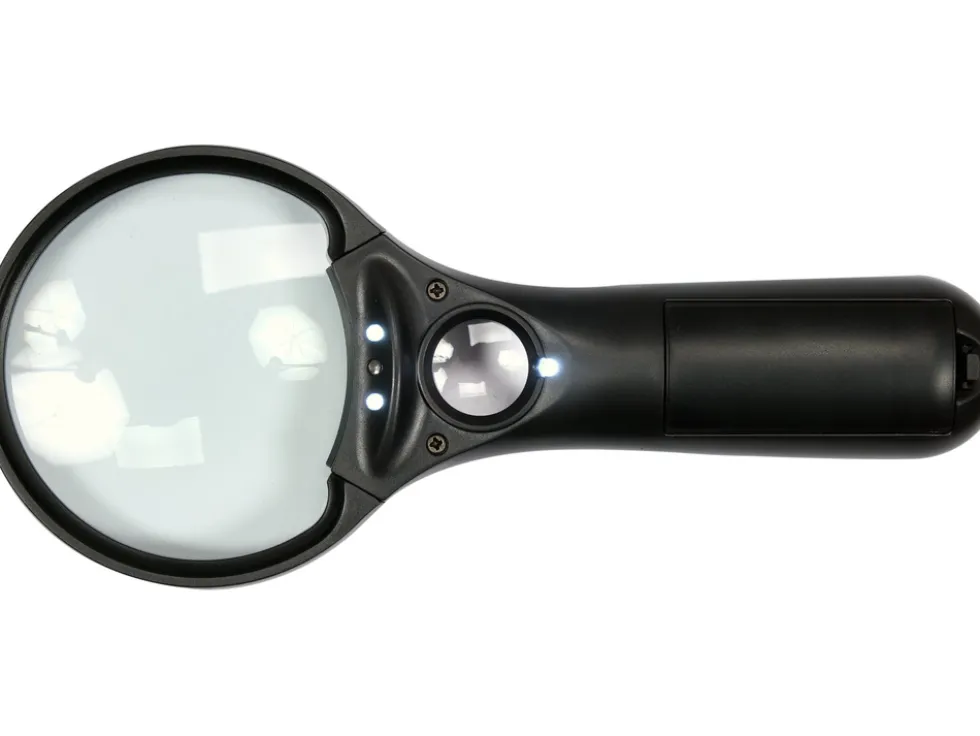 LUPA Z DWIEMA SOCZEWKAMI 3,5X/45X Z PODŚWIETLENIEM LED NA 3 BATERIE AAA