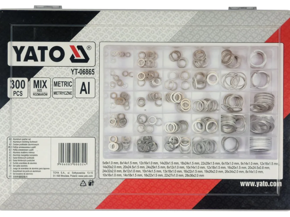PODKŁADKI ALUMINIOWE ZESTAW 300 SZT. MIX ROZMIARÓW