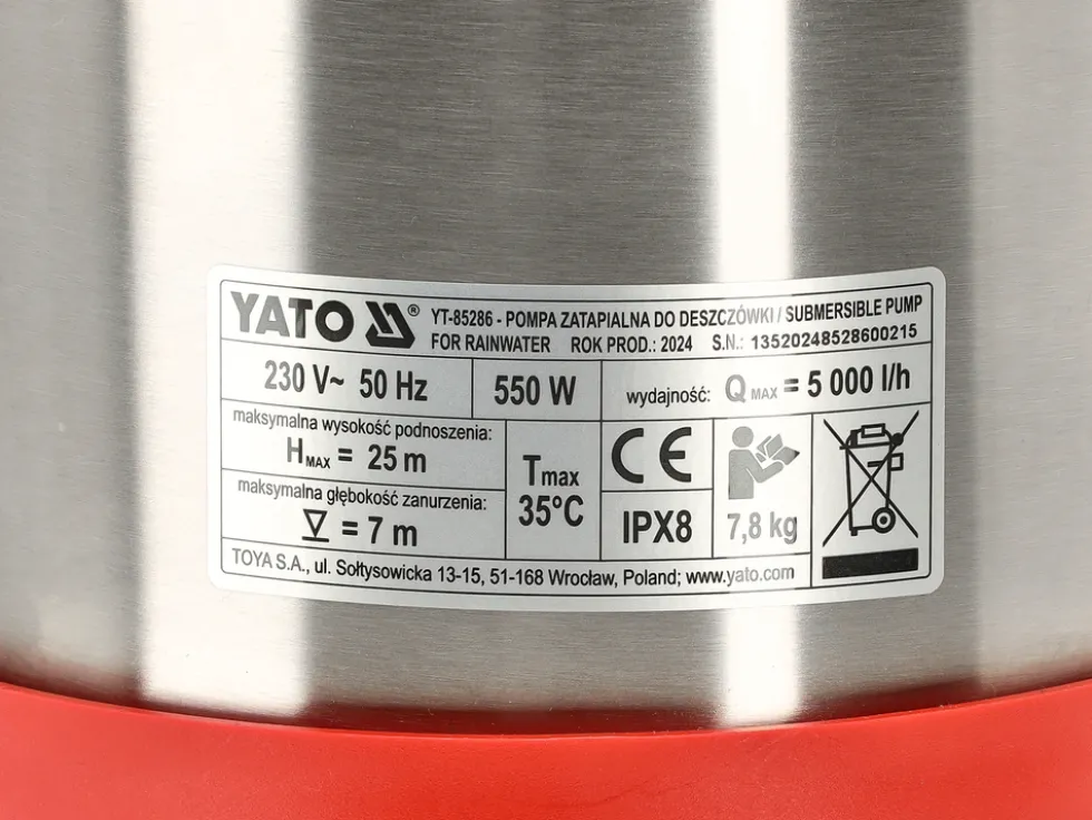 POMPA DO DESZCZÓWKI MULTI INOX 550 Z PŁYWAKIEM