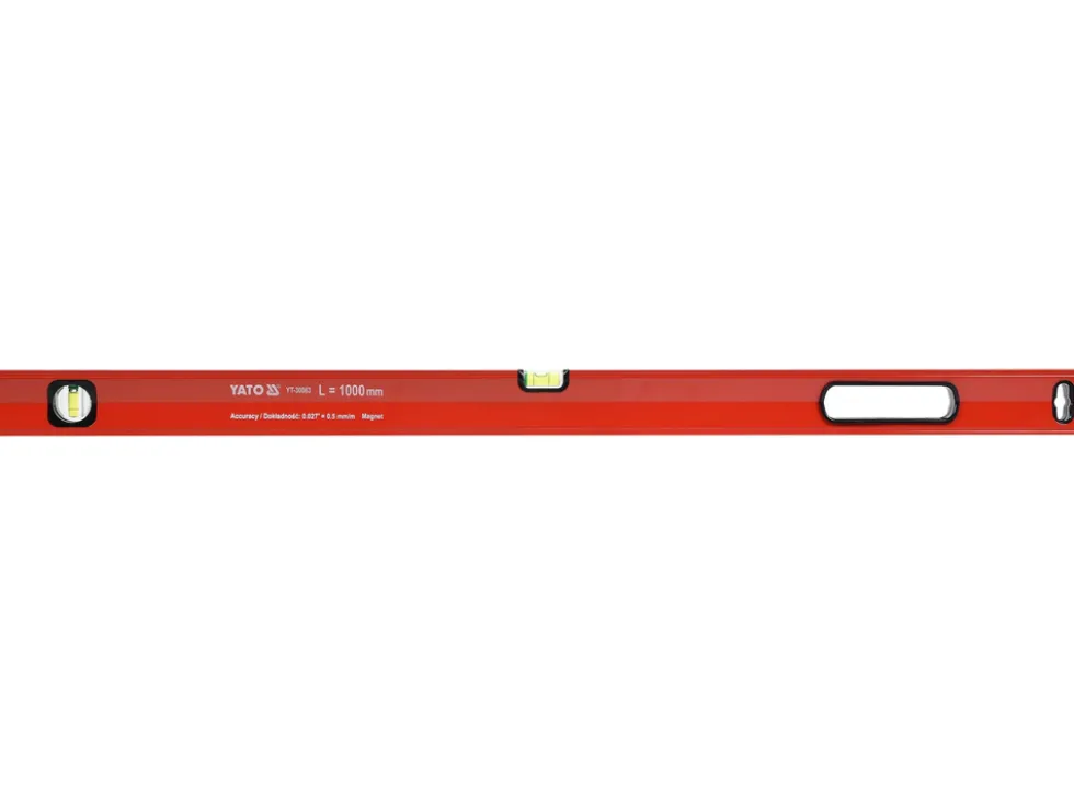 POZIOMNICA MAGNETYCZNA 1000 MM, PROFIL ALUMINIOWY, LAKIEROWANY, DWIE LIBELLE, UCHWYT, DOKŁADNOŚĆ 0,5 MM/M