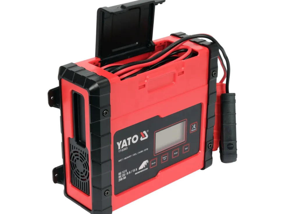 PROSTOWNIK ELEKTRONICZNY Z WYŚWIETLACZEM LCD. ZAKRES 12V/2A/8A/15A
