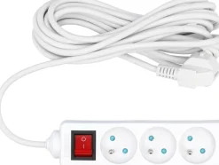 PRZEDŁUŻACZ ELEKTRYCZNY, BIAŁY, 3 GNIAZDA Z UZIEMIENIEM, 5M Z WYŁĄCZNIKIEM