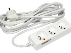 PRZEDŁUŻACZ ELEKTRYCZNY, BIAŁY, 3 GNIAZDA Z UZIEMIENIEM, 5M