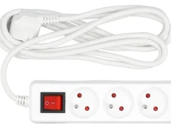 PRZEDŁUŻACZ ELEKTRYCZNY, BIAŁY 3 GNIAZDA Z UZIEMIENIEM, 3 M Z WYŁĄCZNIKIEM