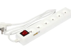 PRZEDŁUŻACZ ELEKTRYCZNY, BIAŁY, 6 GNIAZD Z UZIEMIENIEM, 1,5M Z WYŁĄCZNIKIEM
