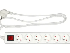 PRZEDŁUŻACZ ELEKTRYCZNY, BIAŁY, 6 GNIAZD Z UZIEMIENIEM, 1,5M Z WYŁĄCZNIKIEM