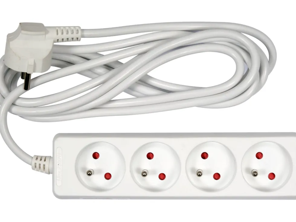 PRZEDŁUŻACZ ELEKTRYCZNY, BIAŁY, 4 GNIAZDA Z UZIEMIENIEM, 3M