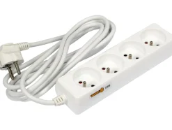PRZEDŁUŻACZ ELEKTRYCZNY, BIAŁY, 4 GNIAZDA Z UZIEMIENIEM, 3M