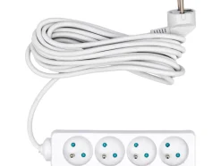 PRZEDŁUŻACZ ELEKTRYCZNY, BIAŁY, 4 GNIAZDA Z UZIEMIENIEM, 5M